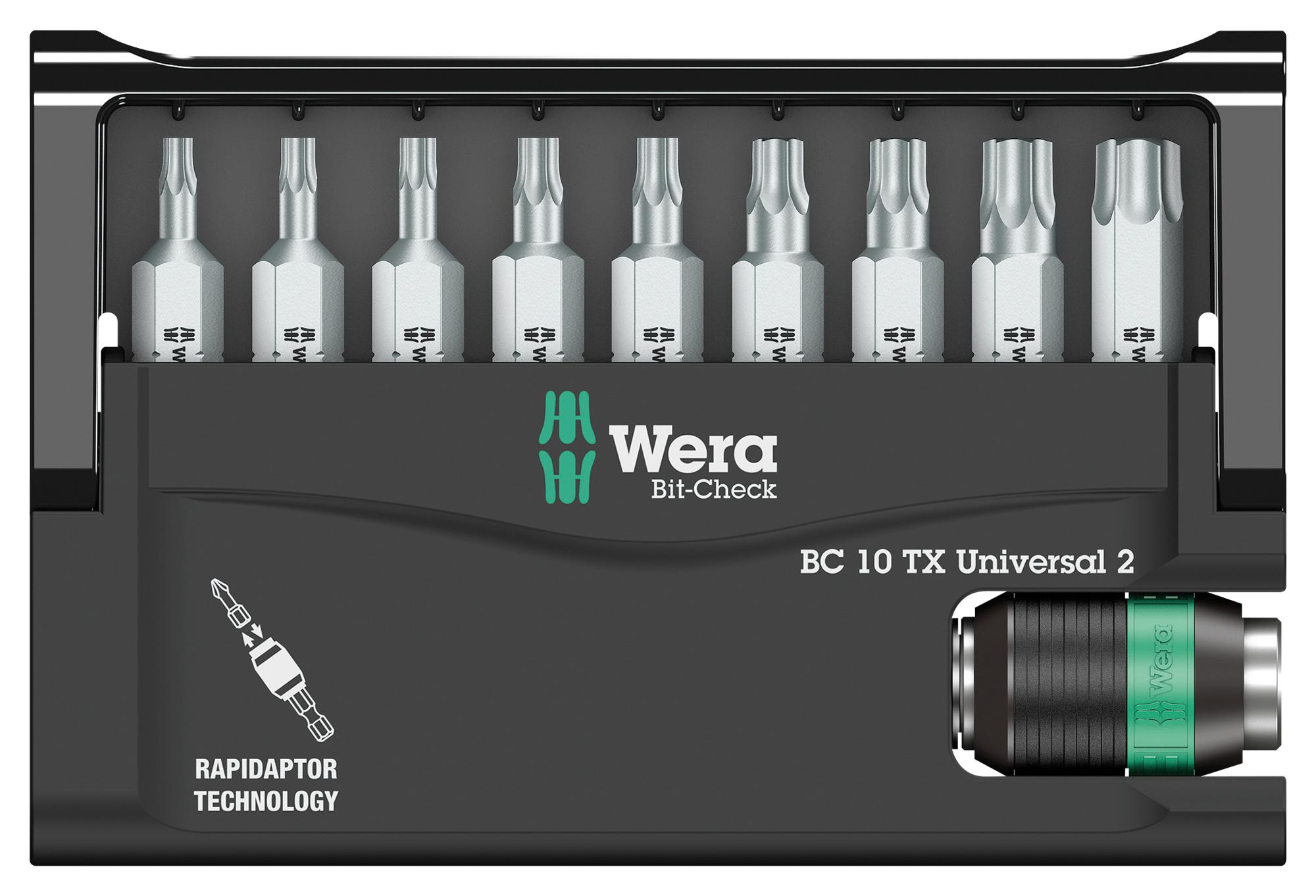 05057115001 BIT-CHECK SET W/UNIVERSAL HOLDER, 11PC WERA