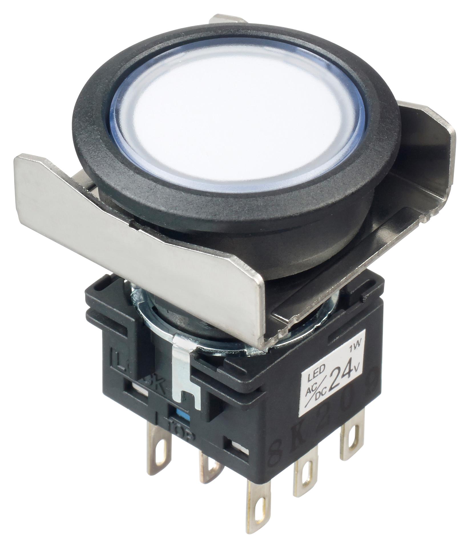 LBW6L-A1RT64PW PB SWITCH, DPDT, 24VAC/DC, SOLDER, WHITE IDEC