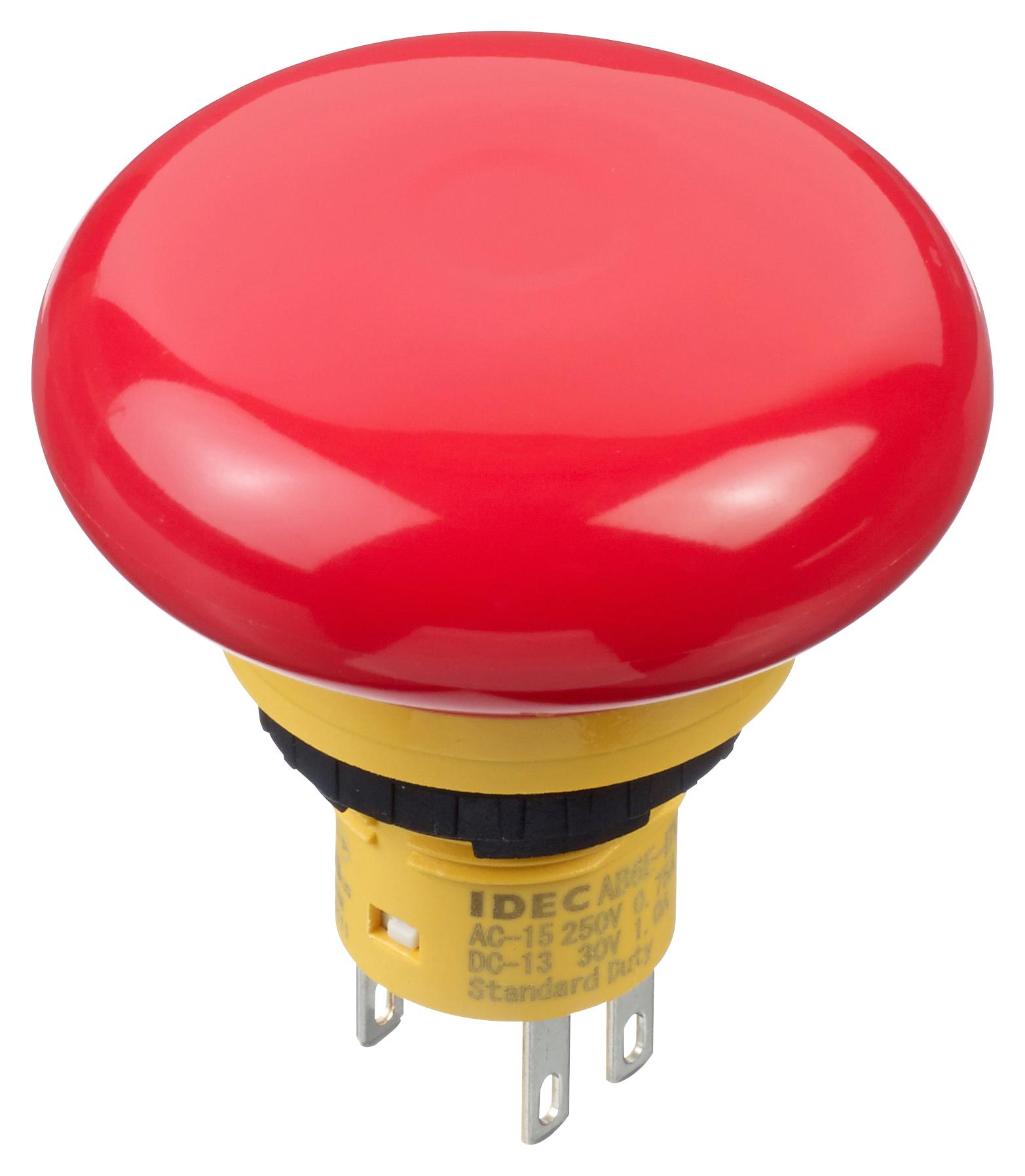 AB6E-4BV02PTRH E-STOP PB SW, DPST-NC, 5A, 125V, QC IDEC