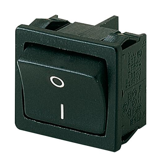 01802.5103-02 ROCKER SWITCH, DPST, 10A, 250VAC, BLACK MARQUARDT