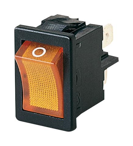 01855.1104-00 ROCKER SWITCH, DPST, 4A, 250VAC, ORANGE MARQUARDT