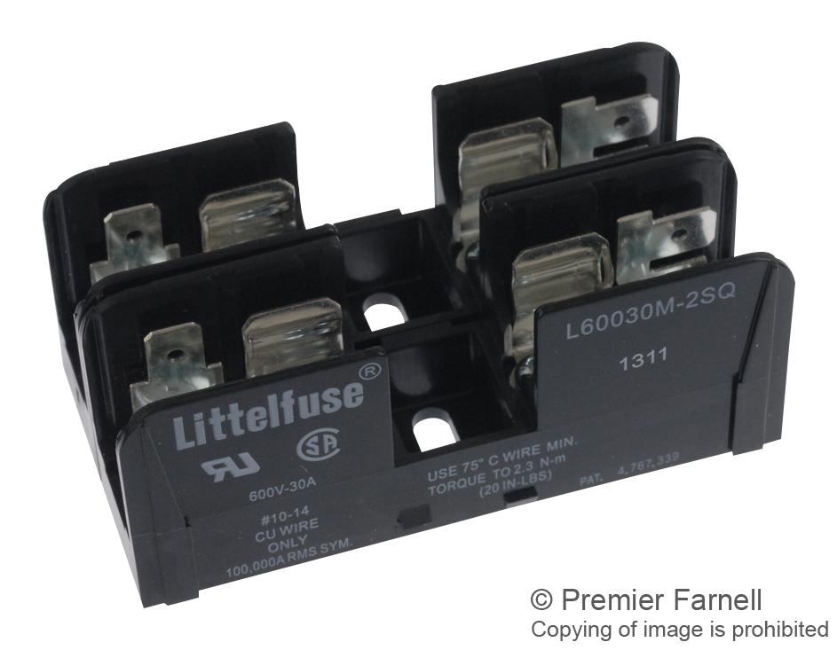 L60030M2SQ CARTRIDGE FUSE HOLDER, 30A, 600V, QC LITTELFUSE