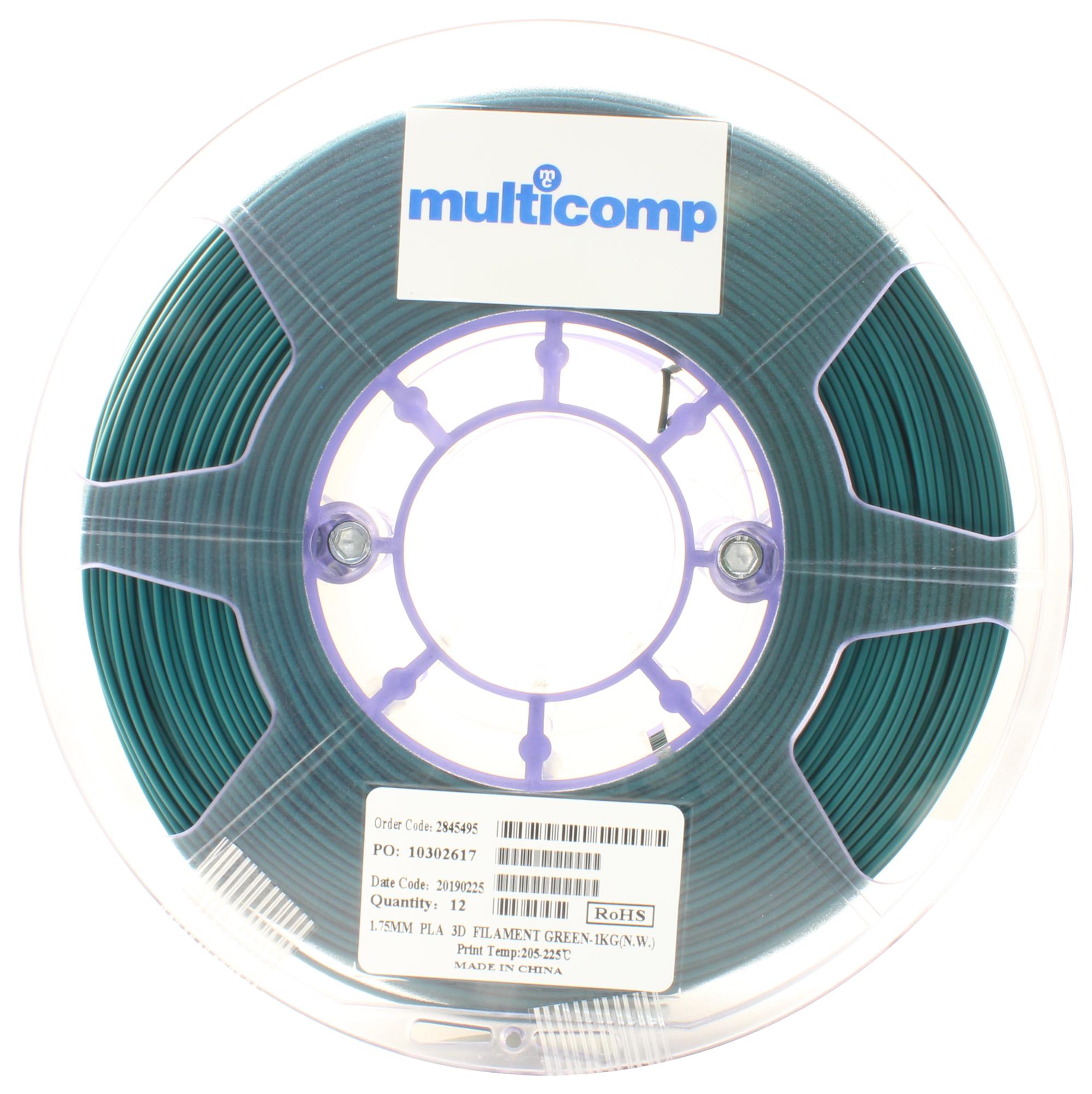 MC002548 3D PRINTER FILAMENT, PLA, 1.75MM, GREEN MULTICOMP