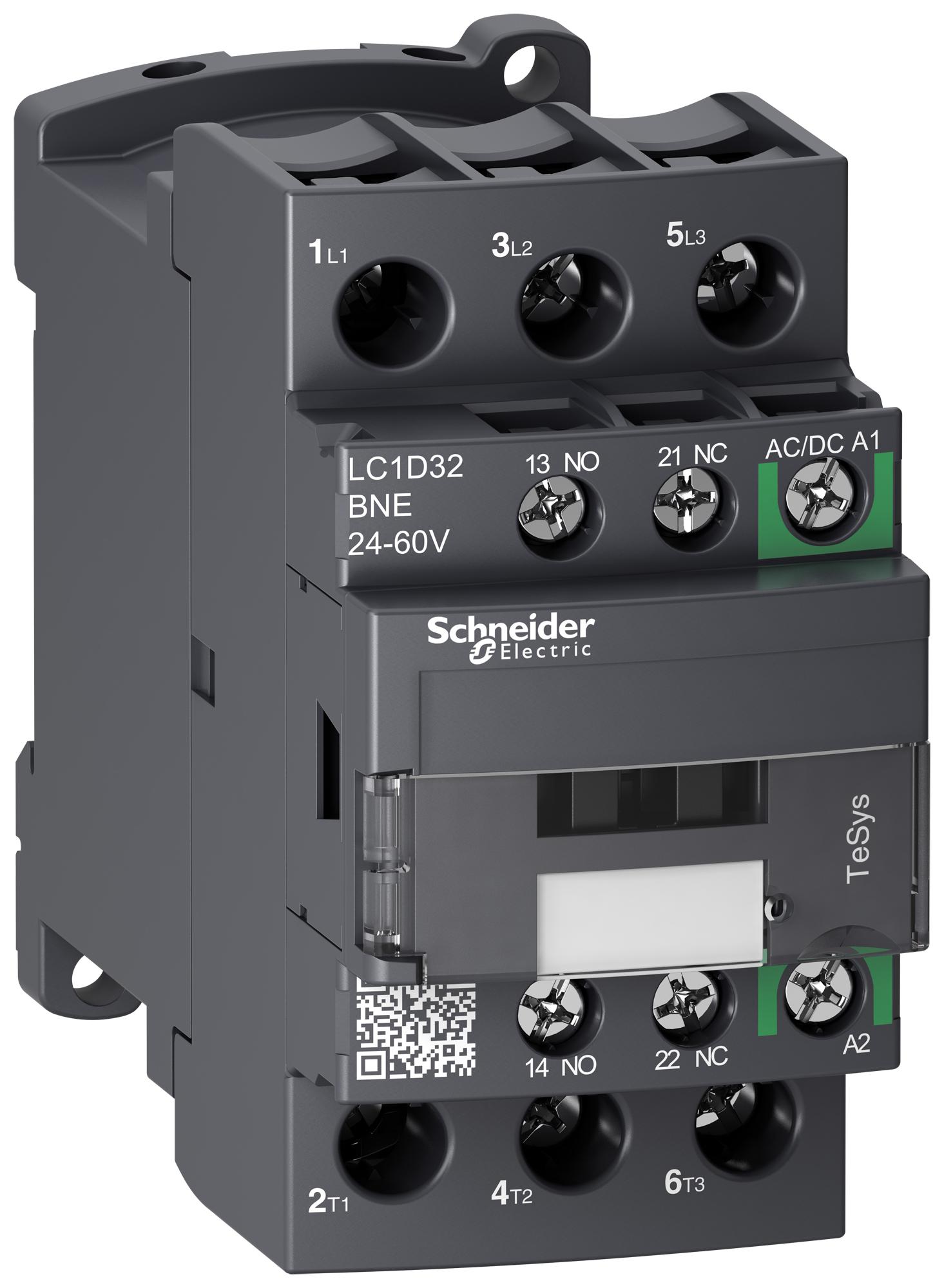 LC1D32BNE CONTACTOR, 3PST-NO, 60V, DIN RAIL/PANEL SCHNEIDER ELECTRIC