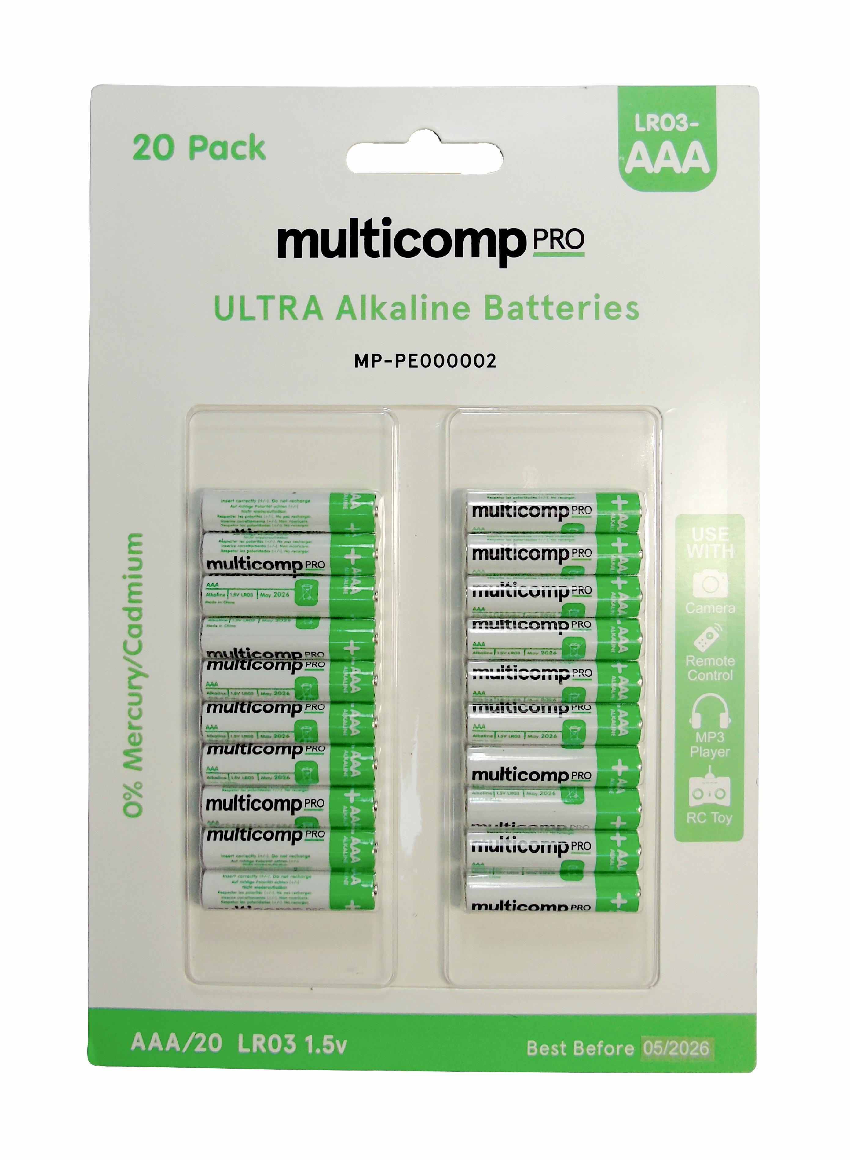 PE000002 BATTERY, NON RECHARGEABLE, 1.5V, 1.1AH MULTICOMP PRO