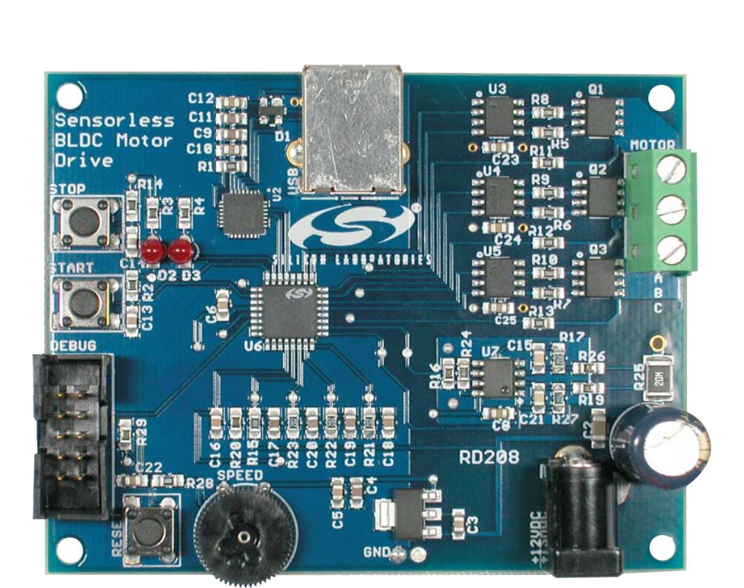 SLBLDC-MTR-RD REF DESIGN BOARD, SENSORLESS BLDC MOTOR SILICON LABS