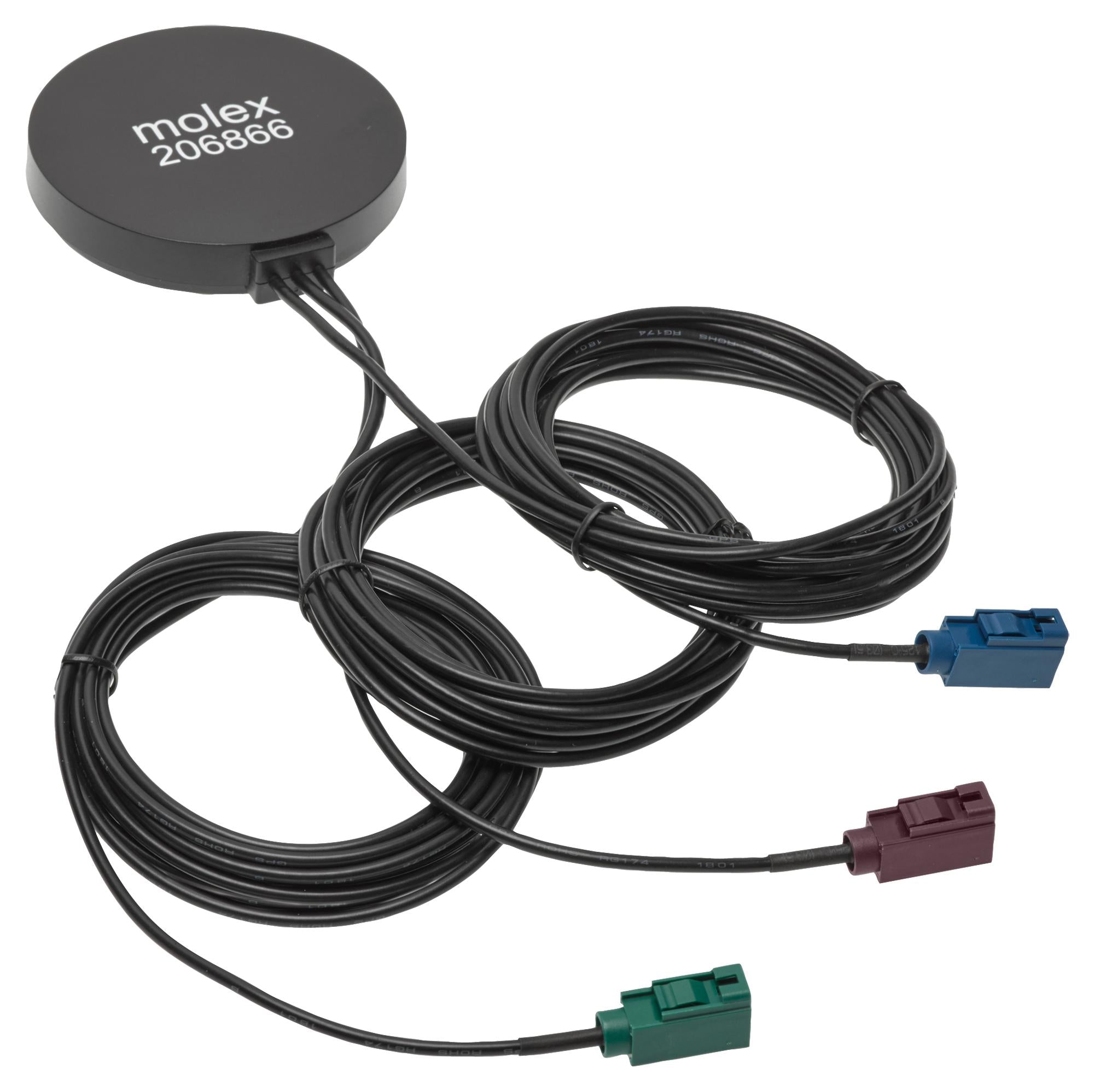 206866-3000.. GPS ANTENNA, RHC, 1.572-1.602GHZ, 3DBI MOLEX