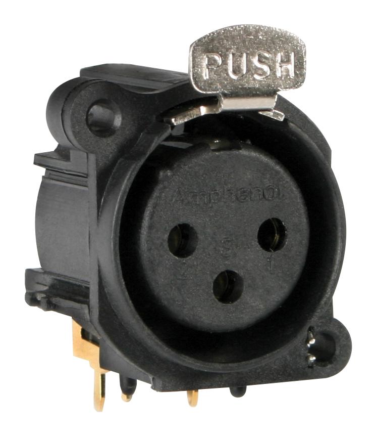 AC3FAH1-AU-PRE XLR CONNECTOR, JACK, 3POS, PCB AMPHENOL SINE/TUCHEL