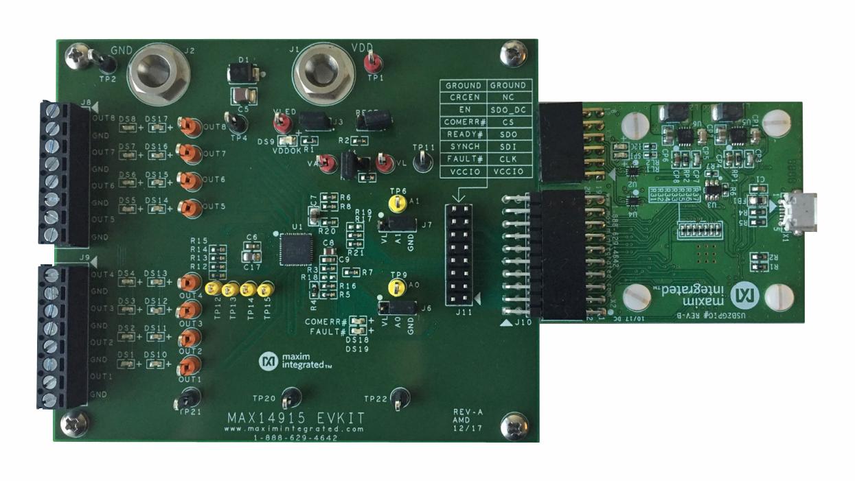 MAX14915EVKIT# EVAL KIT, OCTAL HIGH SIDE SWITCH MAXIM INTEGRATED / ANALOG DEVICES