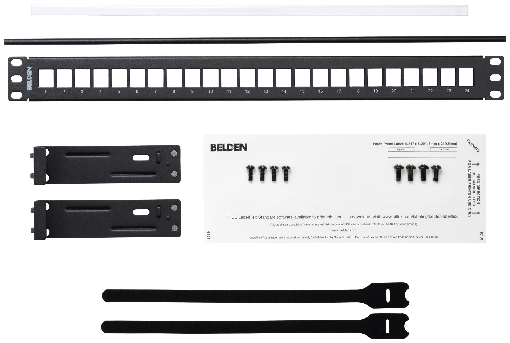 AX106902 MODULAR PATCH PANEL, 24PORT, 1U BELDEN