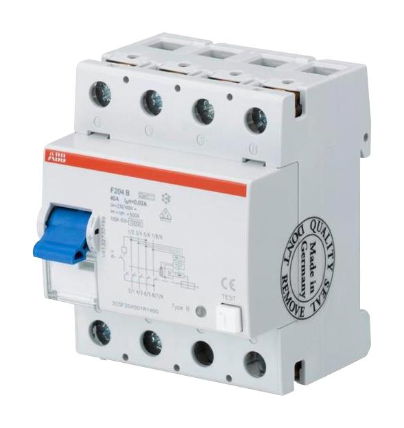 F204B-80/0.3 RCCB, 4P, 80A, 400VAC, DIN RAIL ABB