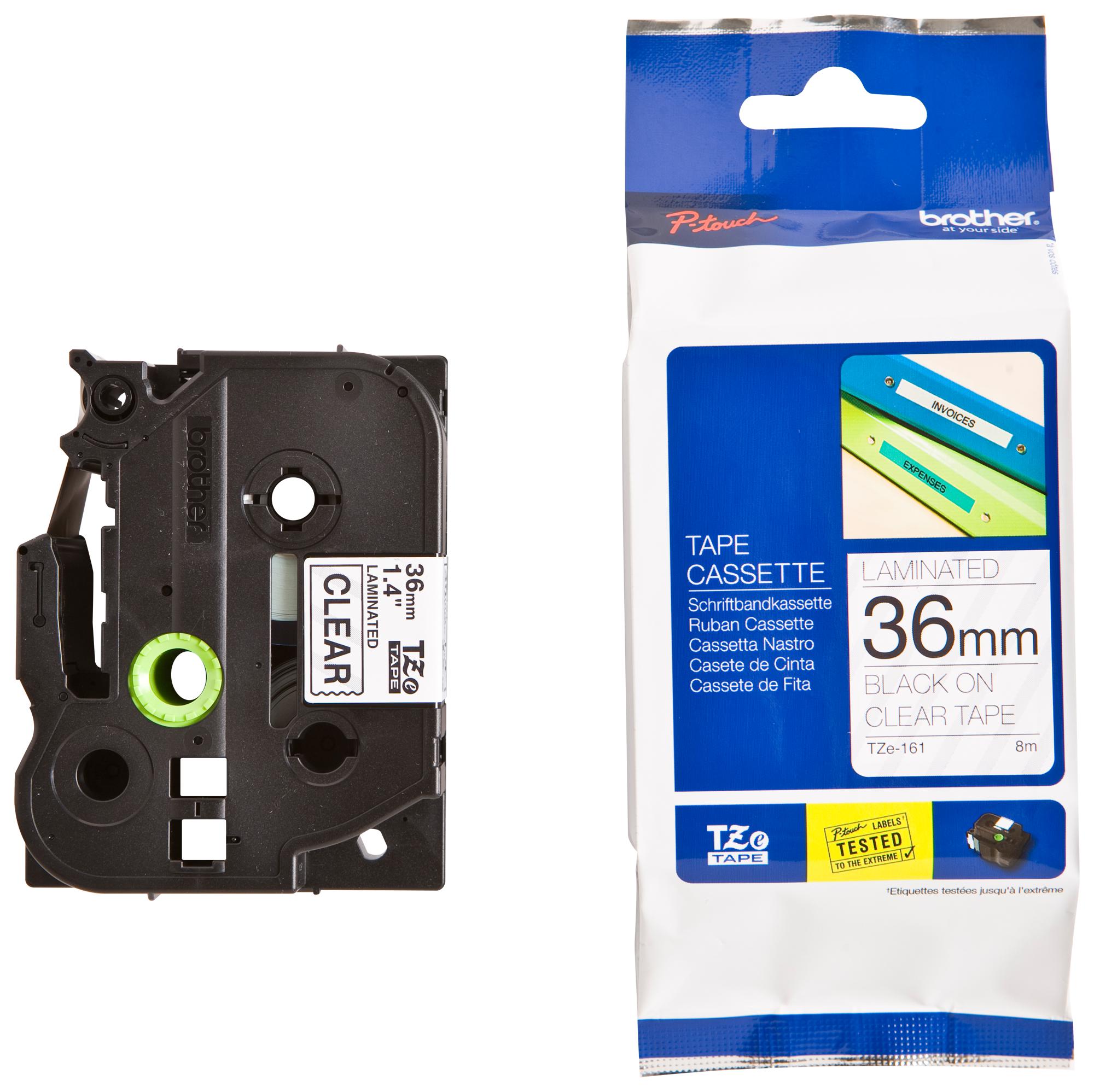 TZE-161 TAPE, BLACK ON CLEAR, 36MM W, 8M L BROTHER