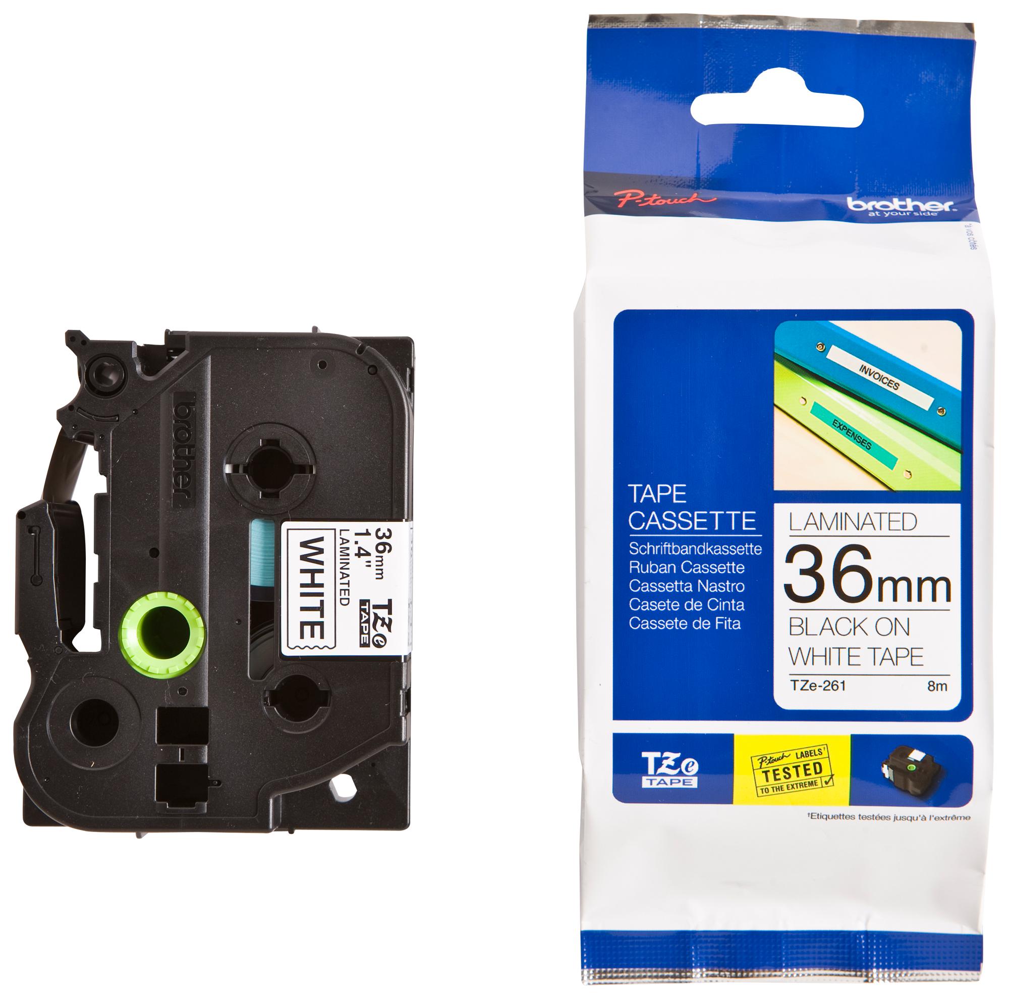 TZE-261 TAPE, BLACK ON WHITE, 36MM W, 8M L BROTHER