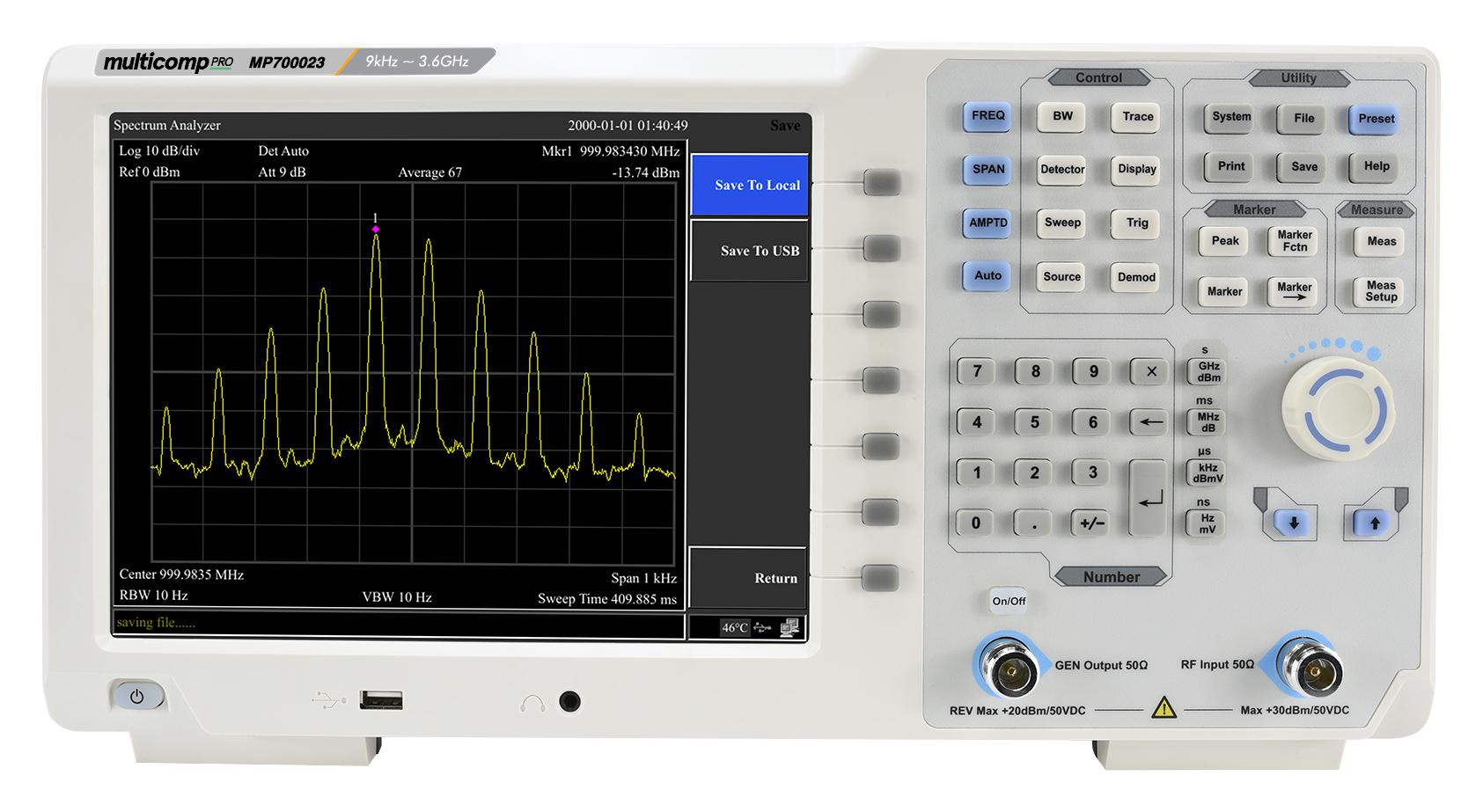 MP700023 EU-UK SPECTRUM ANALYSER, 9KHZ TO 3.6GHZ, 5KG MULTICOMP PRO