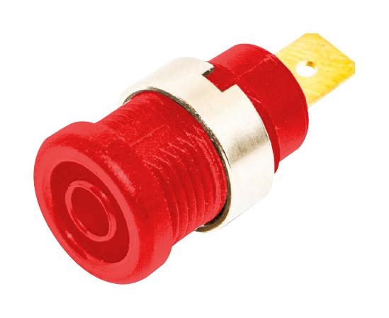 BU-P72913-2. CONN, BANANA, JACK, 36A, QC/SOLDER, RED MUELLER ELECTRIC