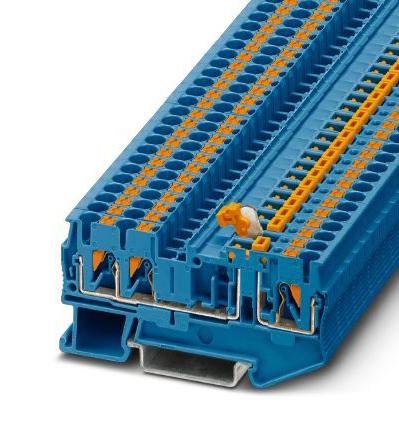 PT 2,5-TWIN-MT BU DINRAIL TERMINAL BLOCK, 3WAY, 12AWG, BLU PHOENIX CONTACT