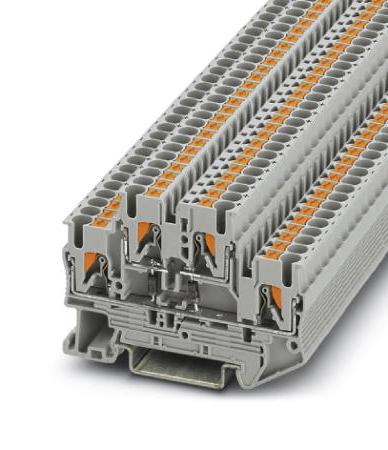 PTTB 2,5-2DIO/O-UL/O-UR DINRAIL TERMINAL BLOCK, 4WAY, 12AWG, GRY PHOENIX CONTACT