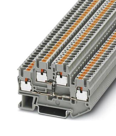 PTTB 2,5-DIO/U-O DINRAIL TERMINAL BLOCK, 4WAY, 12AWG, GRY PHOENIX CONTACT