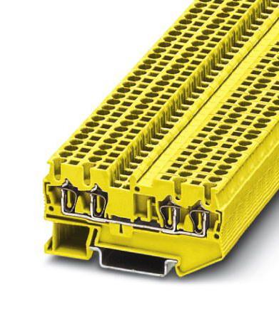 ST 2,5-QUATTRO YE DINRAIL TERMINAL BLOCK, 4WAY, 12AWG, YEL PHOENIX CONTACT
