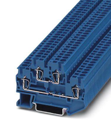 STTB 2,5 BU DINRAIL TERMINAL BLOCK, 4WAY, 12AWG, BLU PHOENIX CONTACT