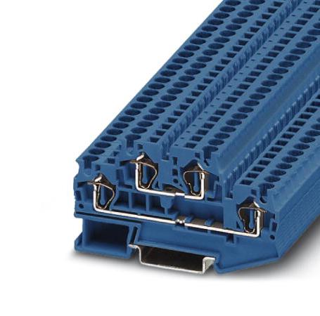 STTB 4 BU DINRAIL TERMINAL BLOCK, 4WAY, 10AWG, BLU PHOENIX CONTACT