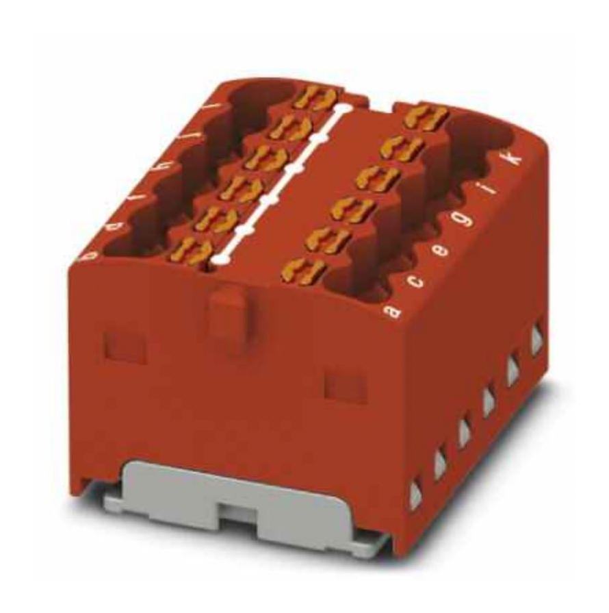 PTFIX 12X1,5-G RD TB, DISTRIBUTION BLOCK, 12P, 14AWG, RED PHOENIX CONTACT