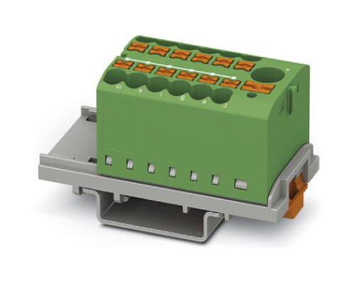 PTFIX 6/12X2,5-NS35 GN TB, POWER DISTRIBUTION, 13P, 12AWG, GRN PHOENIX CONTACT