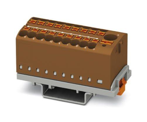 PTFIX 6/18X2,5-NS35 BN TB, POWER DISTRIBUTION, 19P, 12AWG, BRN PHOENIX CONTACT