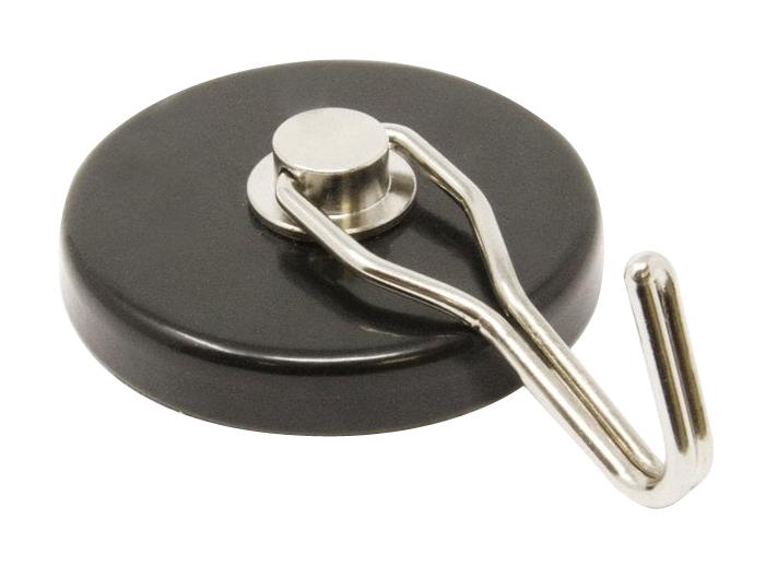 E1071/BLK/F POT MAGNET W/HOOK, 52 X 14.5MM, FERRITE ECLIPSE MAGNETICS
