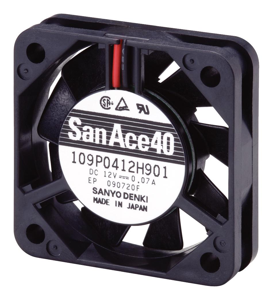 109P0405H902 DC AXIAL FAN, 5.3CU.FT/MIN, BALL, 40MM SANYO DENKI