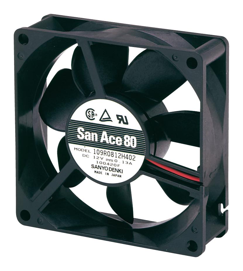 109R0848S402 DC AXIAL FAN, 42.4CU.FT/MIN, BALL, 80MM SANYO DENKI