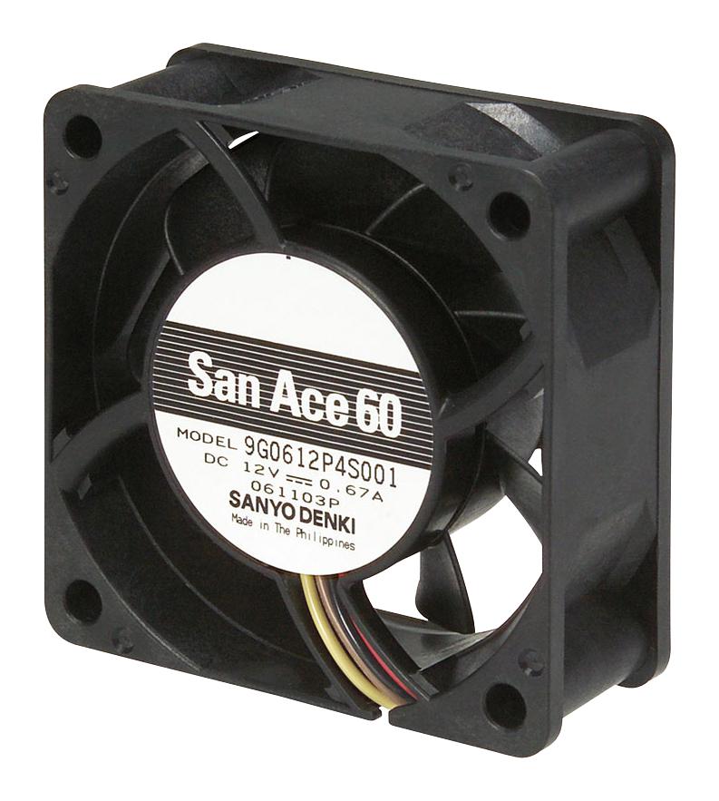 9G0624P4S001 DC AXIAL FAN, 49.4CU.FT/MIN, BALL, 60MM SANYO DENKI