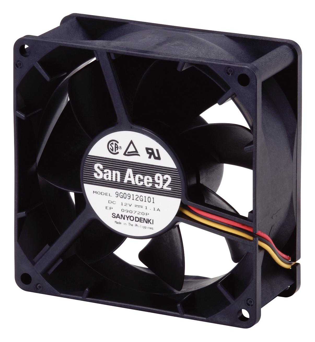 9G0924H102 AXIAL FAN, 92MM, 2.54M3/MIN, 43DBA, 24V SANYO DENKI