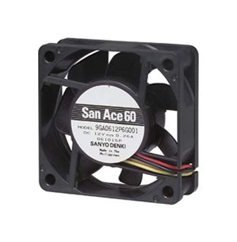 9GA0612P6G001 DC AXIAL FAN, 31.1CU.FT/MIN, BALL, 60MM SANYO DENKI