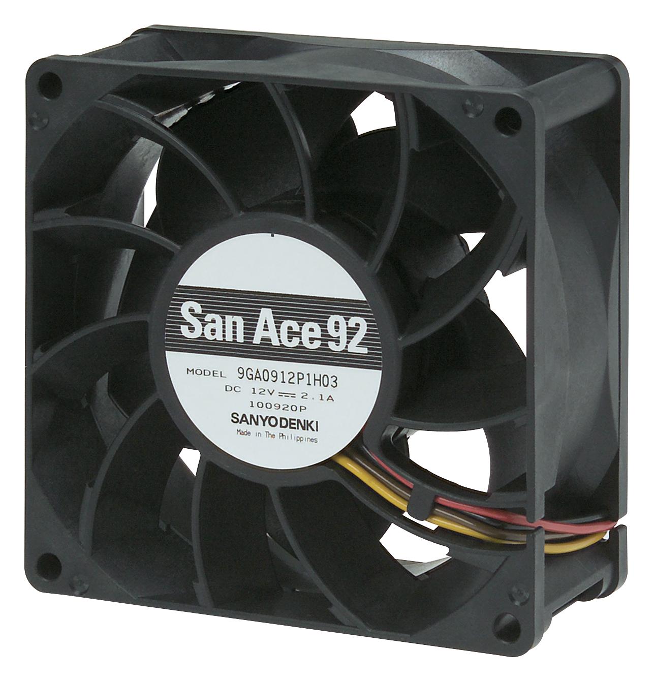 9GA0948P1H03 DC AXIAL FAN, 141CU.FT/MIN, BALL, 92MM SANYO DENKI
