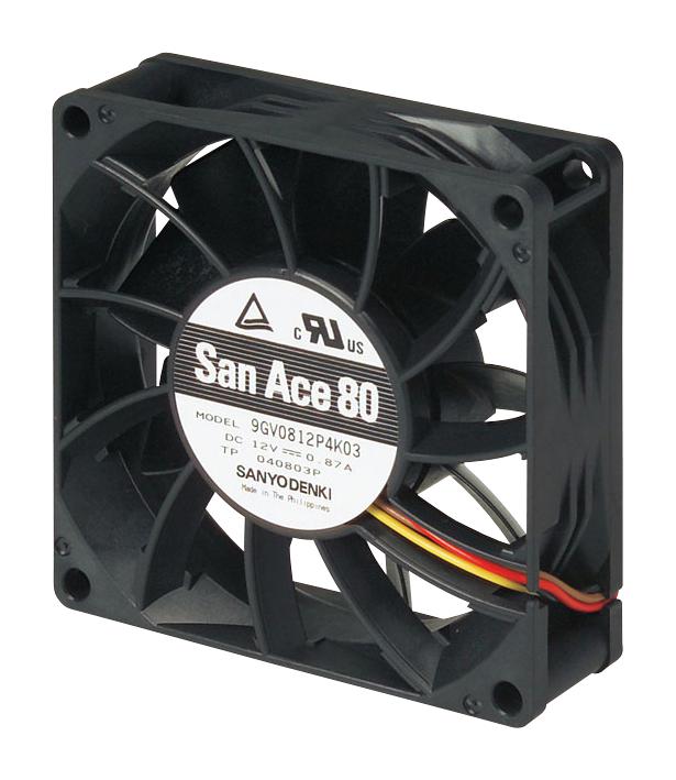 9GV0812P4J03 DC AXIAL FAN, 60.73CU.FT/MIN, BALL, 80MM SANYO DENKI