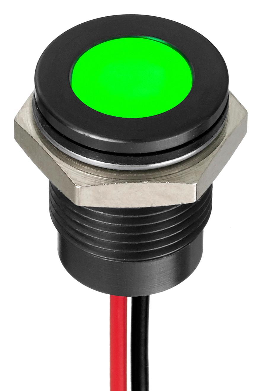 Q14F5BXXHG12E LED PANEL INDICATOR, GREEN, 14MM, 12VDC APEM