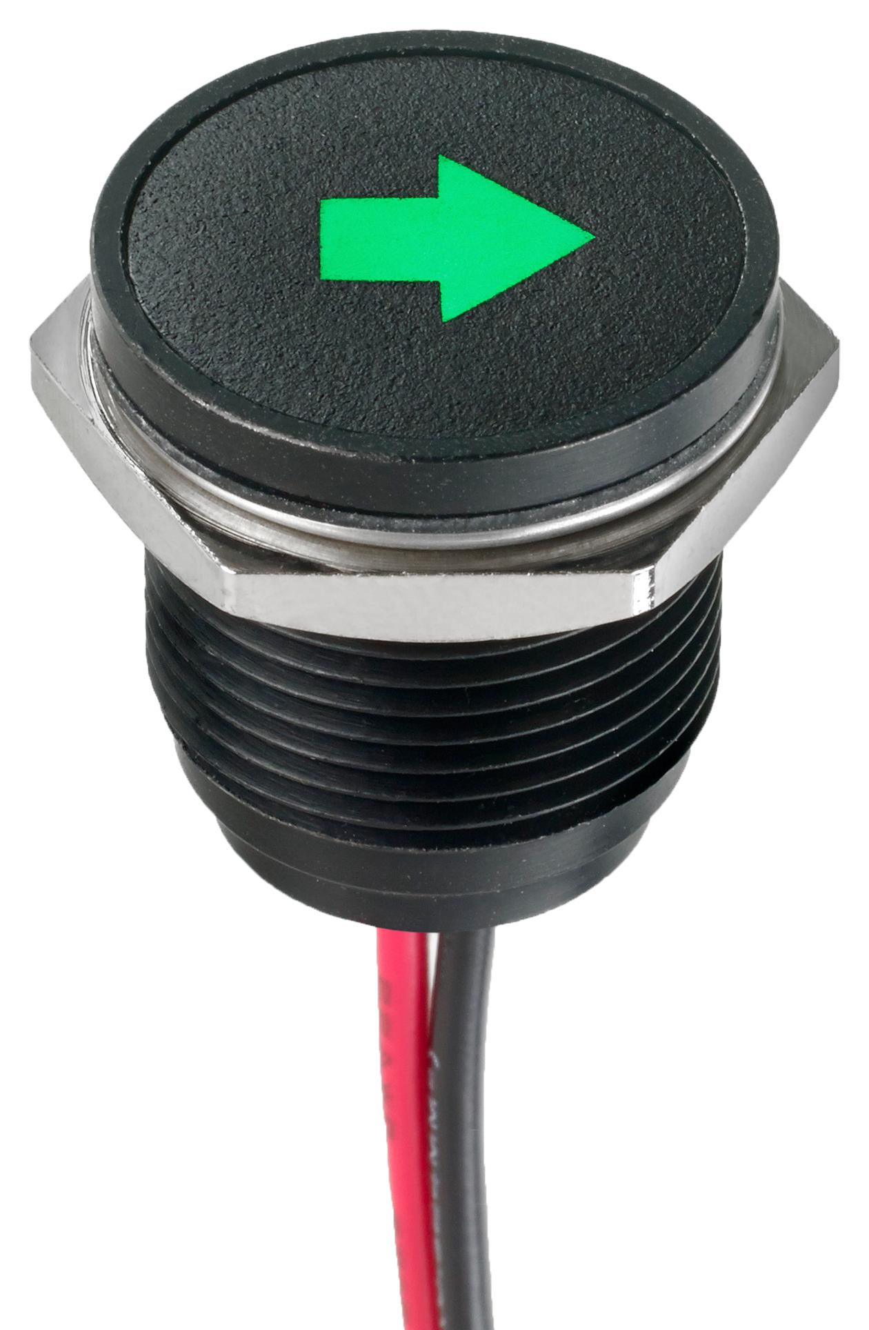Q16F5BXXHG12E-3K6 LED PANEL INDICATOR, GREEN, 16MM, 12VDC APEM