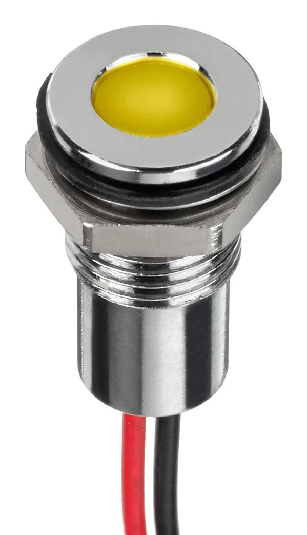 Q6F5CXXHY12E LED PANEL INDICATOR, YELLOW, 6MM, 12VDC APEM