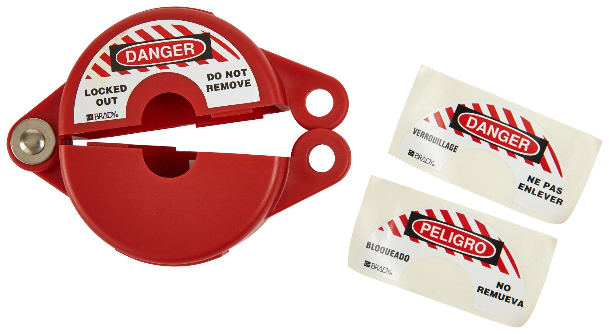 GATE VALVE LOCKOUTS GVLO 2.5-5 RED GATE VALVE LOCKOUT, RED, PP BRADY