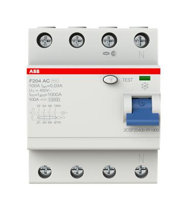 2CSF204001R1900 F204AC-100/0.03 4P RCD 100A 30MA ABB