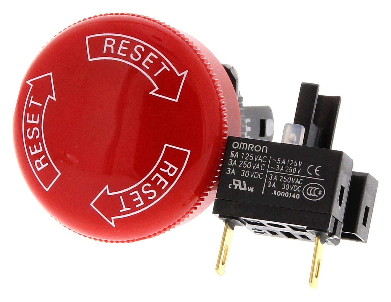 A165E-S-03U SWITCH, EMERGENCY STOP, 3PST-NC, SOLDER OMRON