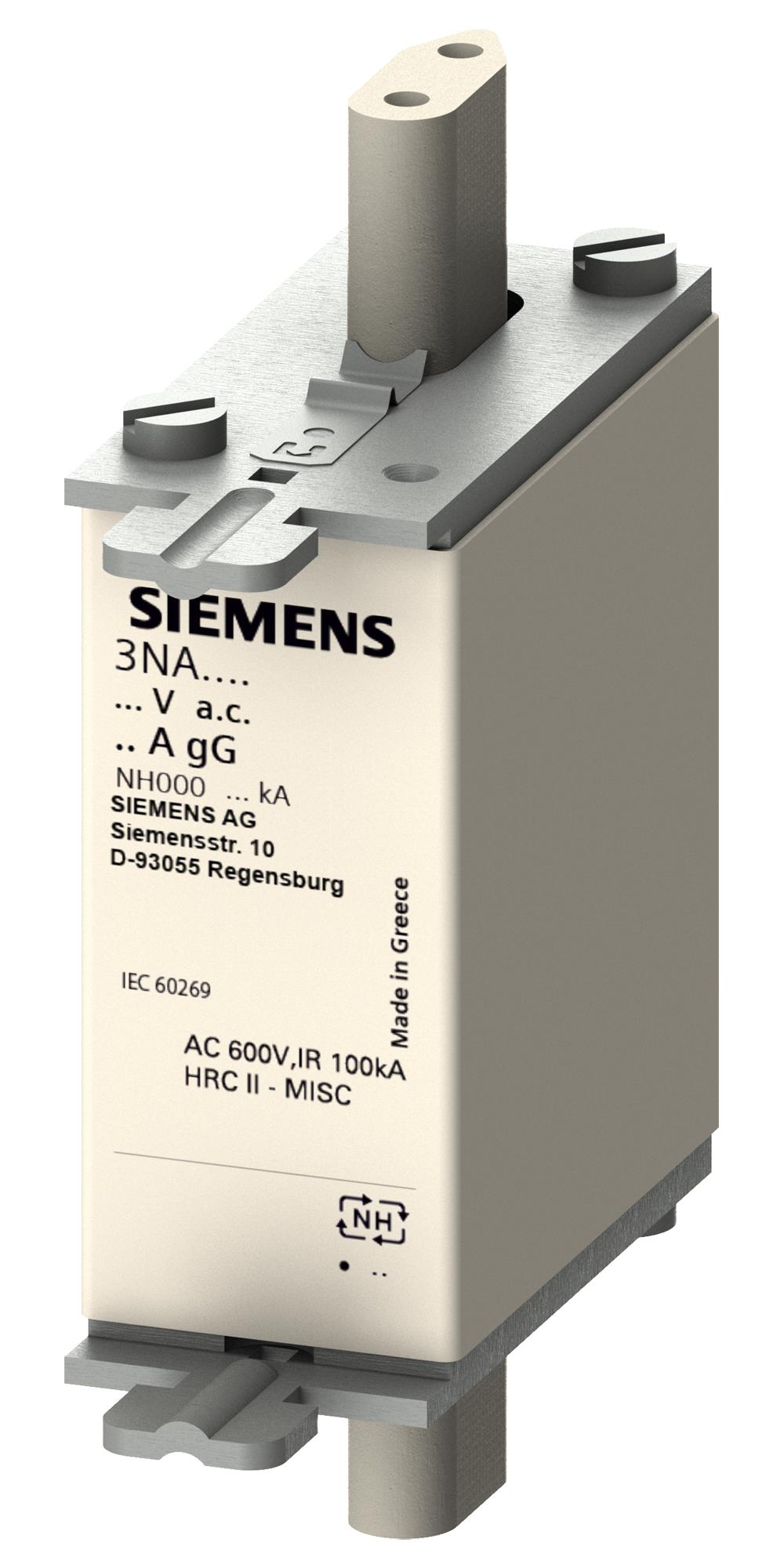 3NA3803-6 HRC FUSE, 10A, 690VAC, 250VDC, BLADE TAG SIEMENS