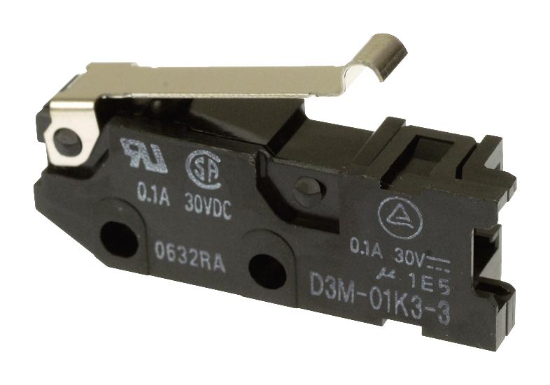D3M-01K3-3 MICROSW, SPDT, 0.1A, 30VDC, 51GF, QC OMRON