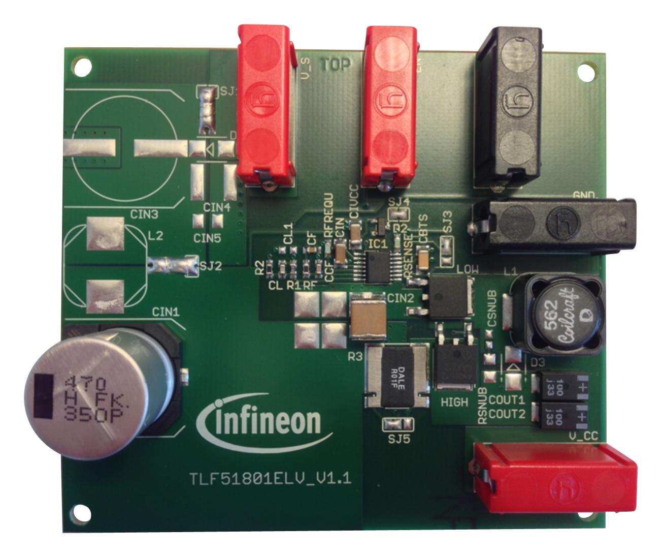 DEMOBOARDTLF51801ELTOBO1 DEMO BOARD, BUCK CONTROLLER INFINEON