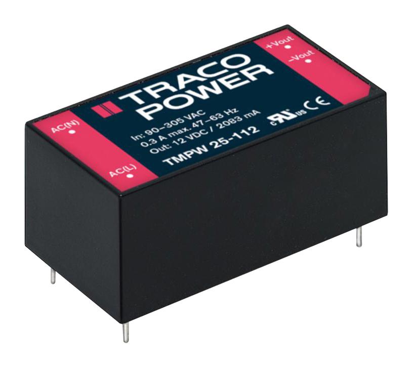 TMPW 25-112 POWER SUPPLY, AC-DC, 12V, 2.083A TRACO POWER