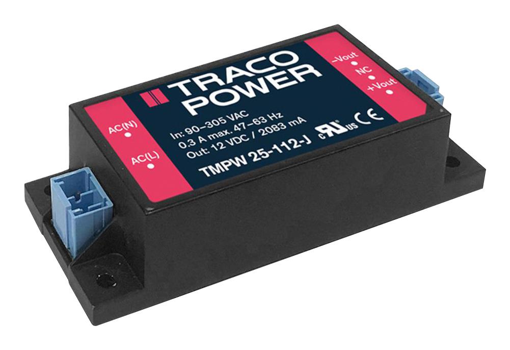 TMPW 25-112-J POWER SUPPLY, AC-DC, 12V, 2.083A TRACO POWER