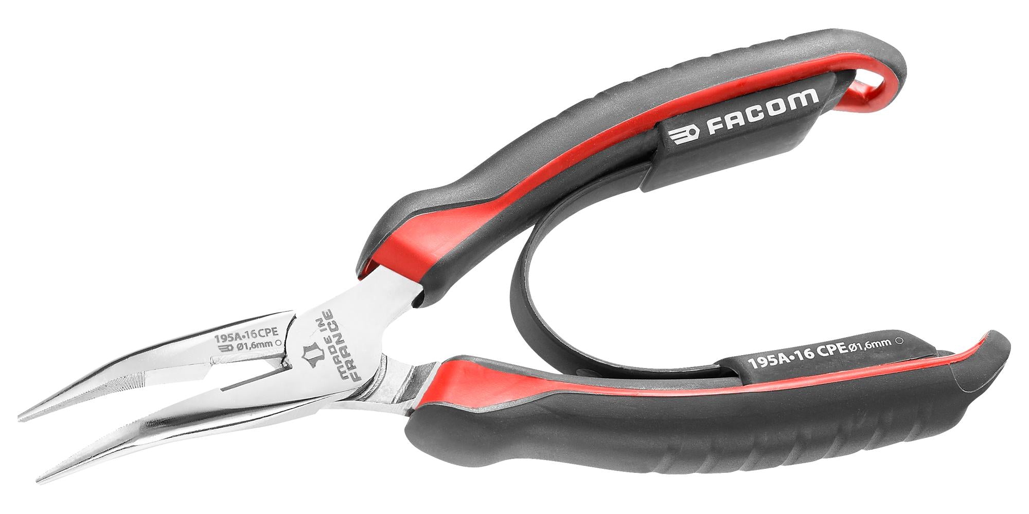 195A.16CPE PLIER, SHORT HALF ROUND BENT NOSE, 160MM FACOM