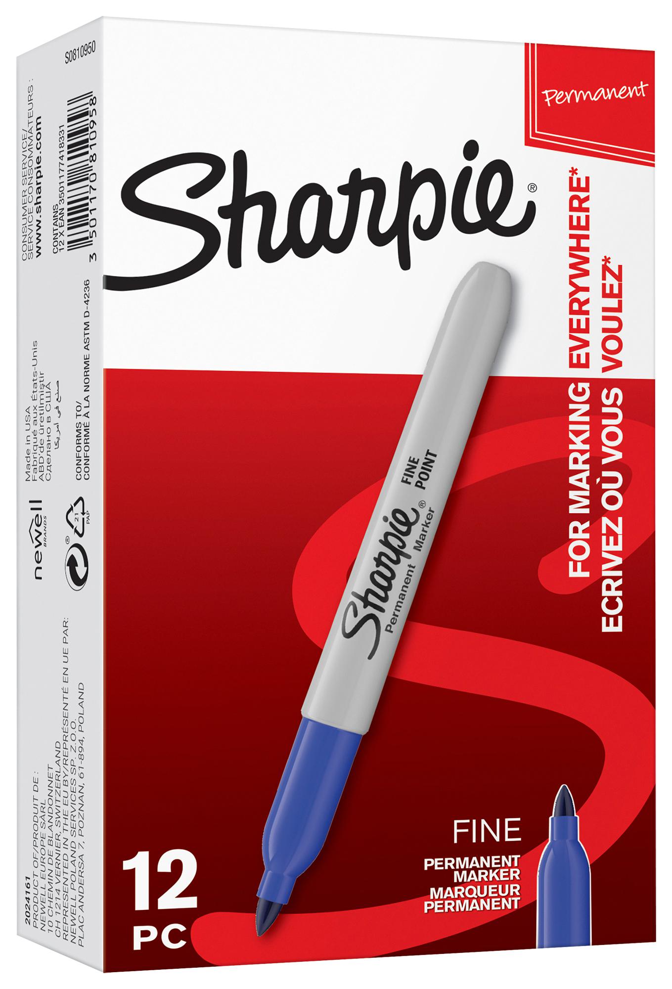 S0810950 MARKER FINE TIP BLUE 12PK SHARPIE