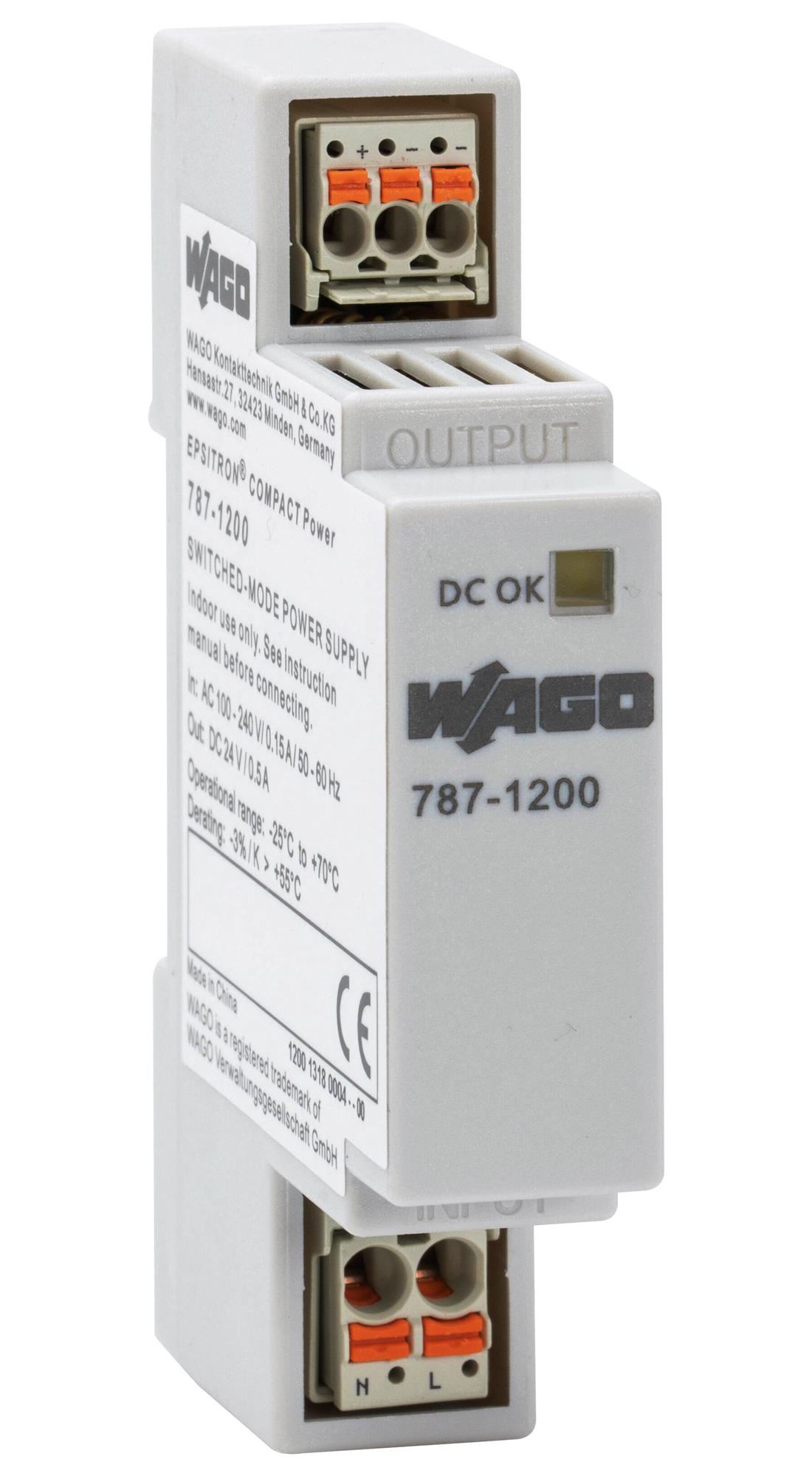 787-1200 POWER SUPPLY, AC-DC, 24V, 0.5A WAGO